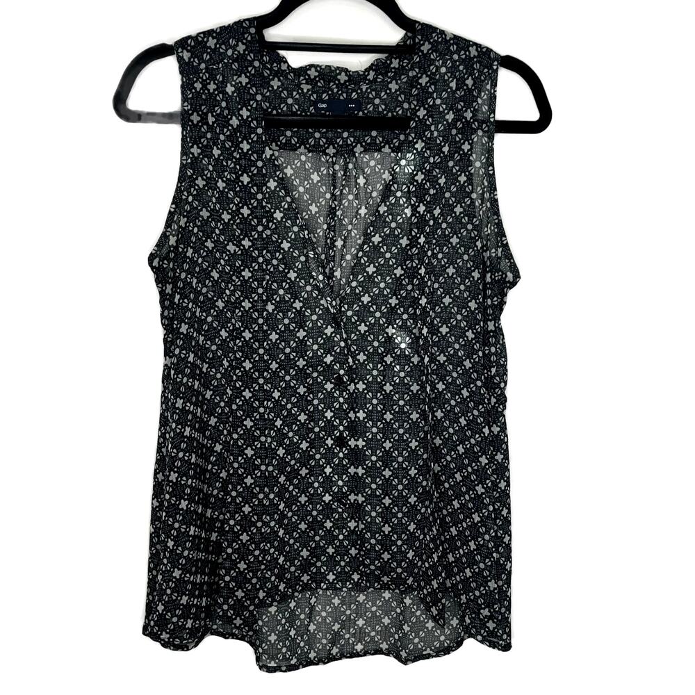 Gap Womens Sleeveless Blouse V-Neck Sheer Tank Top, Blue XS NWOT